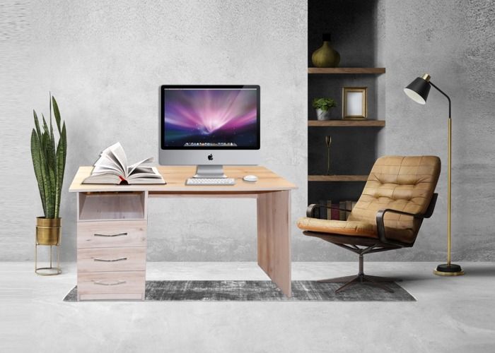 ARCHIMEDE  BUREAU 3 TIROIRS  120X49X75 CM CL CHENE