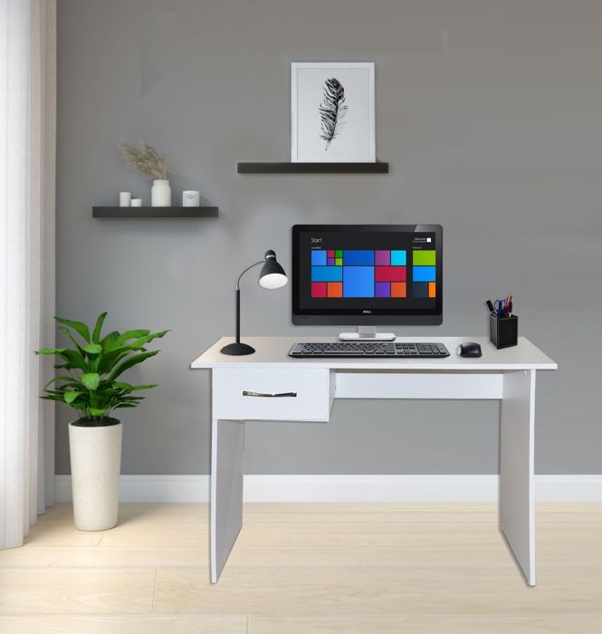ARISTOTE  BUREAU 1 TIROIR  110X49X75 CM CL BLANC