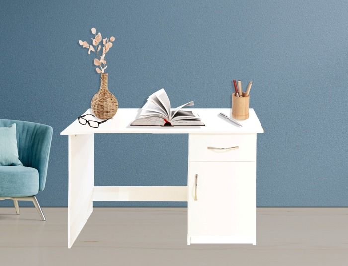 GALILEE  BUREAU 1 TIROIR + 1 PORTE  110X49X75 CM CL BLANC