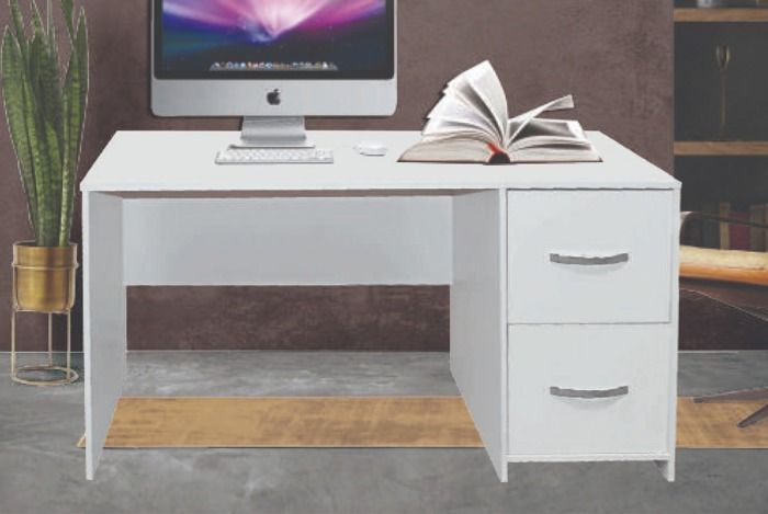 VINCI  BUREAU 2 TIROIRS  140X60X75 CM CL BLANC