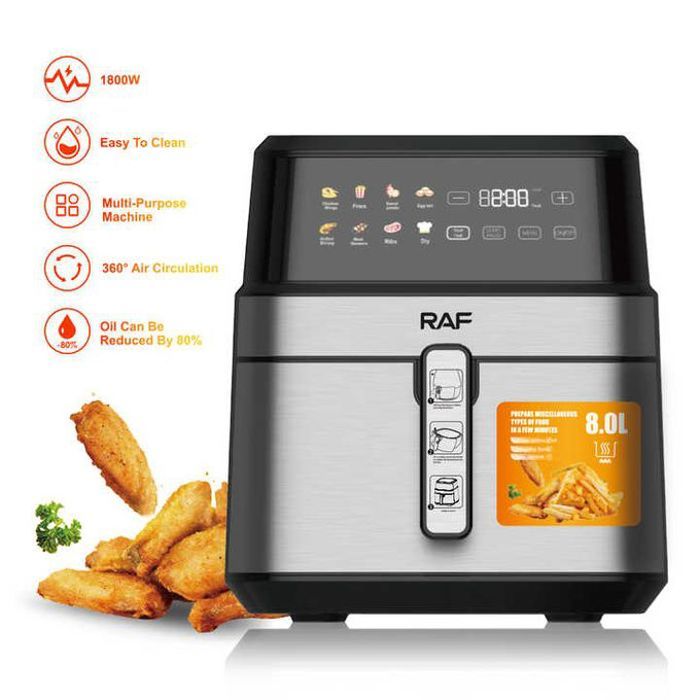 Friteuse sans Huile - 8 Litres - 8 programmes-Ecran tactile LED - 1800W