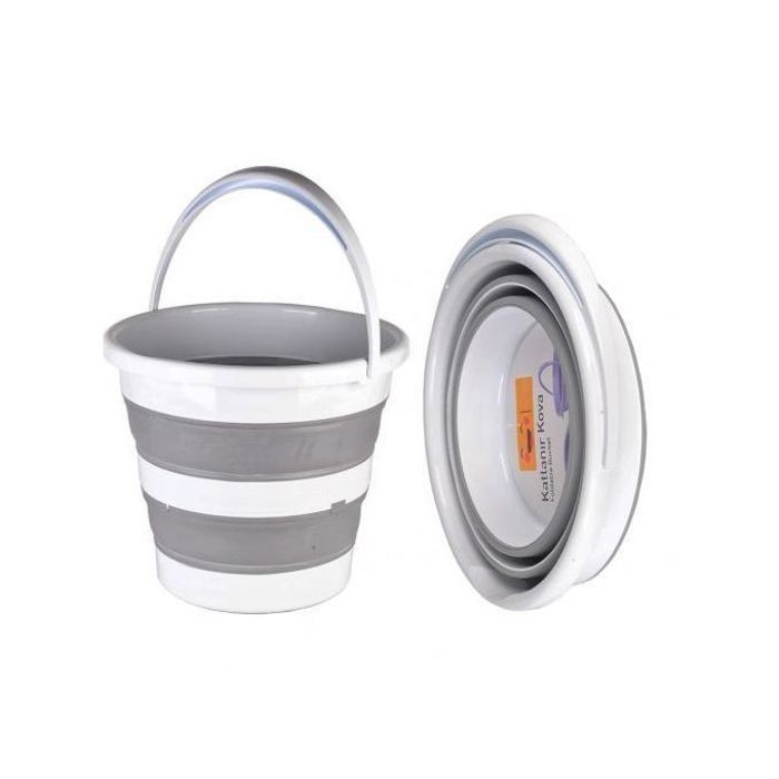 Seau d'eau pliable gris