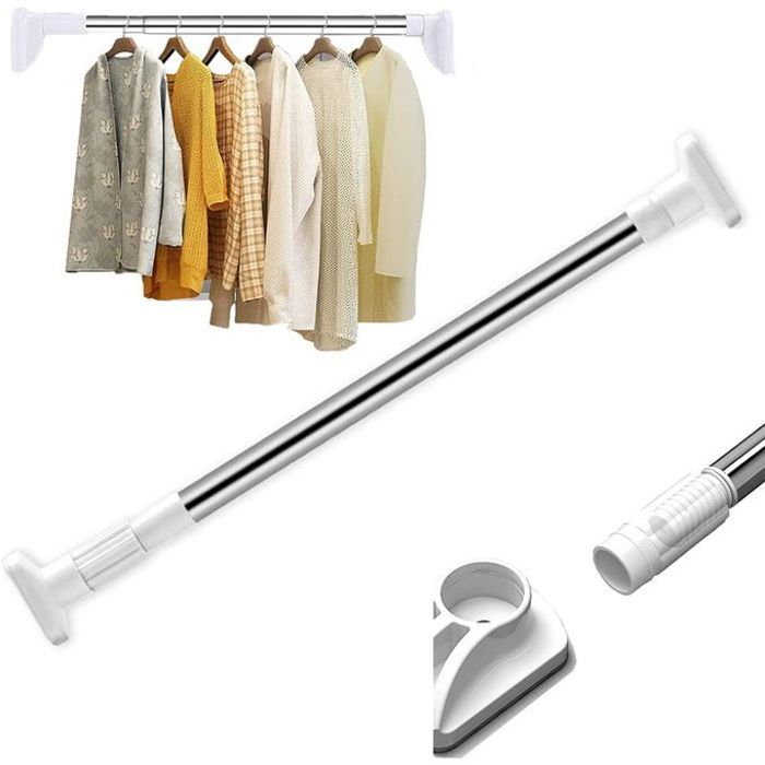Tringle à rideau extensible en inox,installation sans perçage pour salle de bain,70-120 cm
