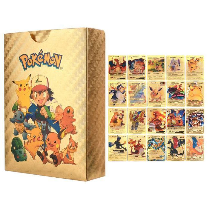 55 cartes pokémon dorées collection ,pokémon vmax cartes dorées, cartes haute puissance