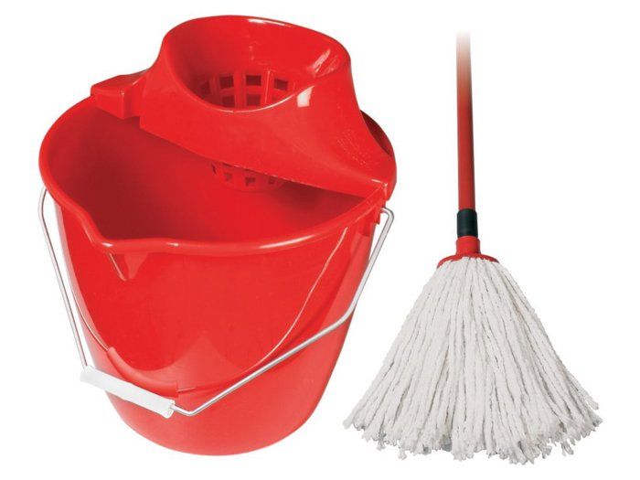 Set de nettoyage - seau,mop, manche (couloure aléatoire)