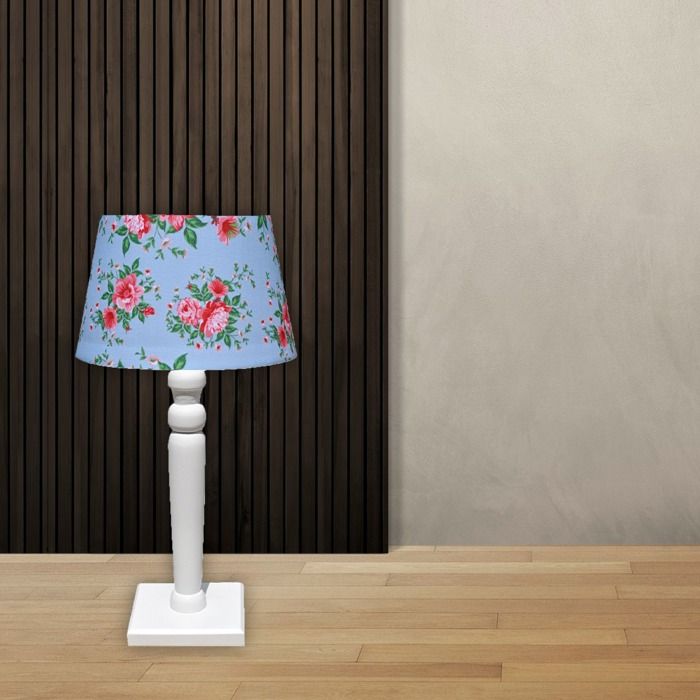 ABAT JOUR FLOWER 38X20 CM PIED EN BOIS SCULTE