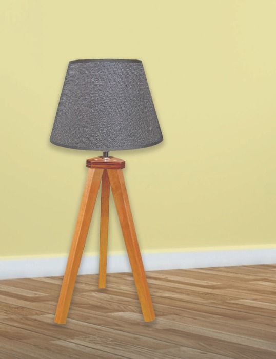 ABATJOUR SCANDINAVE HARMONY DESIGN GRIS CLAIR/ PIEDS NATUREL 36X60 CM