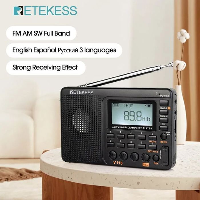 Radio Original Rechargeable, FM AM SW, Carte TF, Enregistreur, MP3,