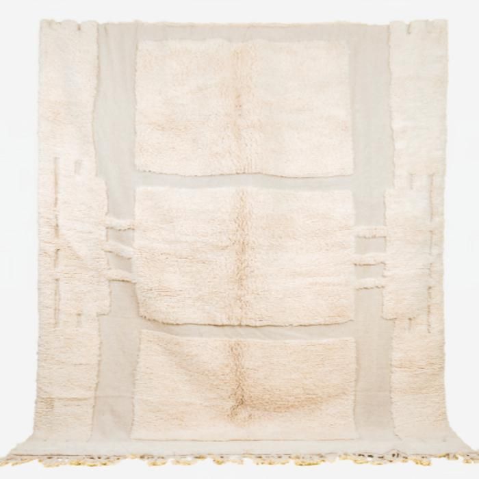 Grand Tapis Beni Ouarain berbère blanc Marrakchi