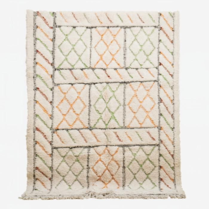 Tapis Beni Ouarain marocain rayures colorées
