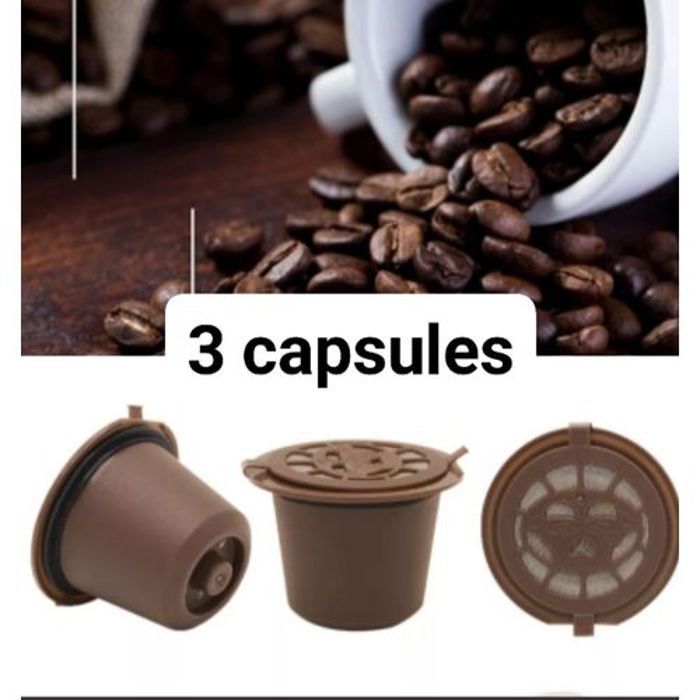Nespresso 3 Capsules à café filtre café réutilisable Marron compatible Nespresso