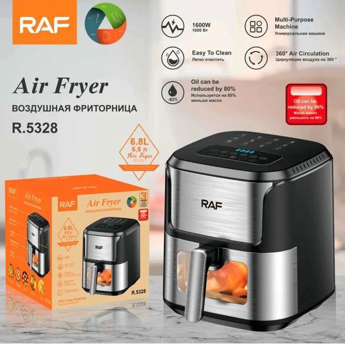 RAF Friteuse sans huile XXL-Air fryer tactile-6.8L-1600Watts - 8 programmes