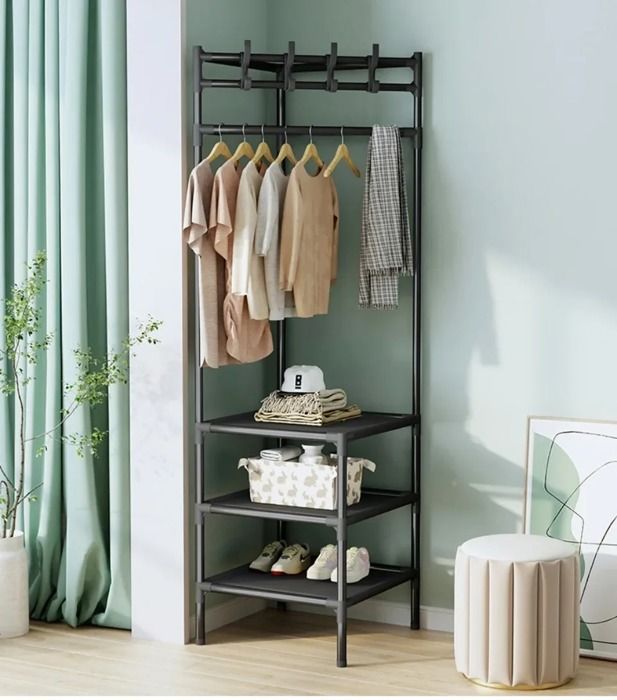 Porte-Manteau Multifonctionne - Noir - 55x42x160