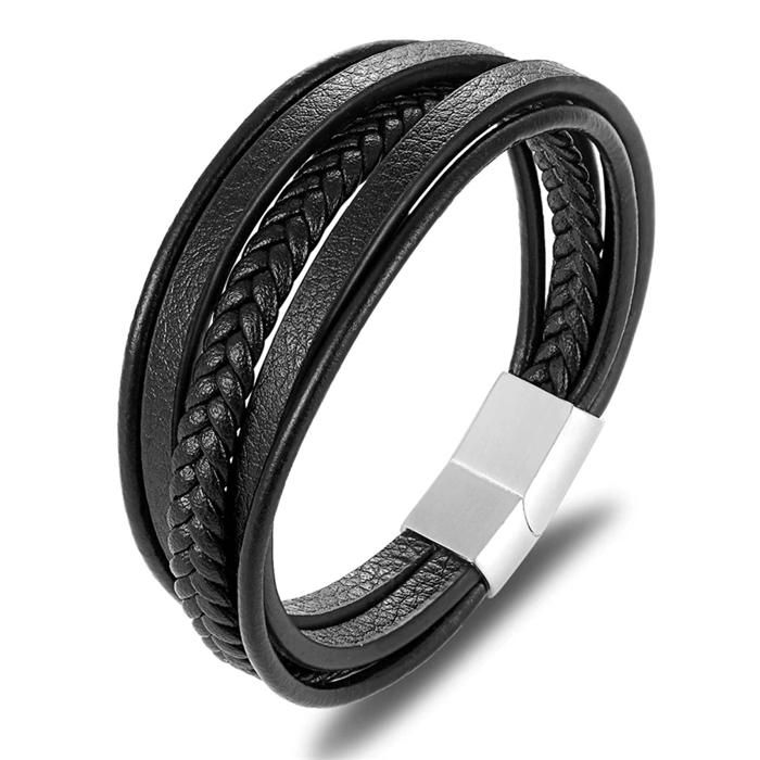Bracelet cuir multicouches élégant pour hommes et femmes
