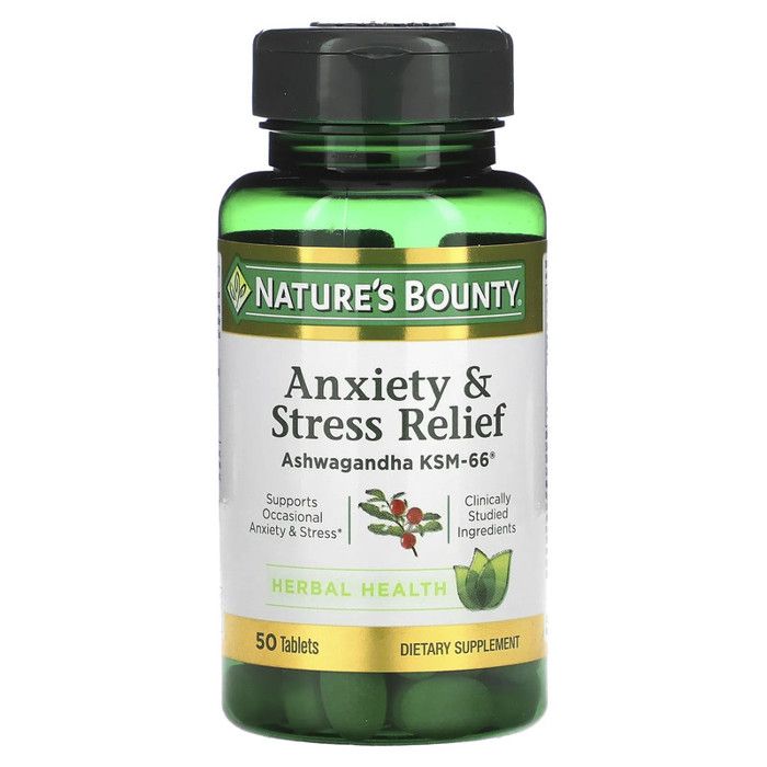 Anti-stress et Anxiété, Ashwagandha KSM-66, 50 Comprimés - Made in USA