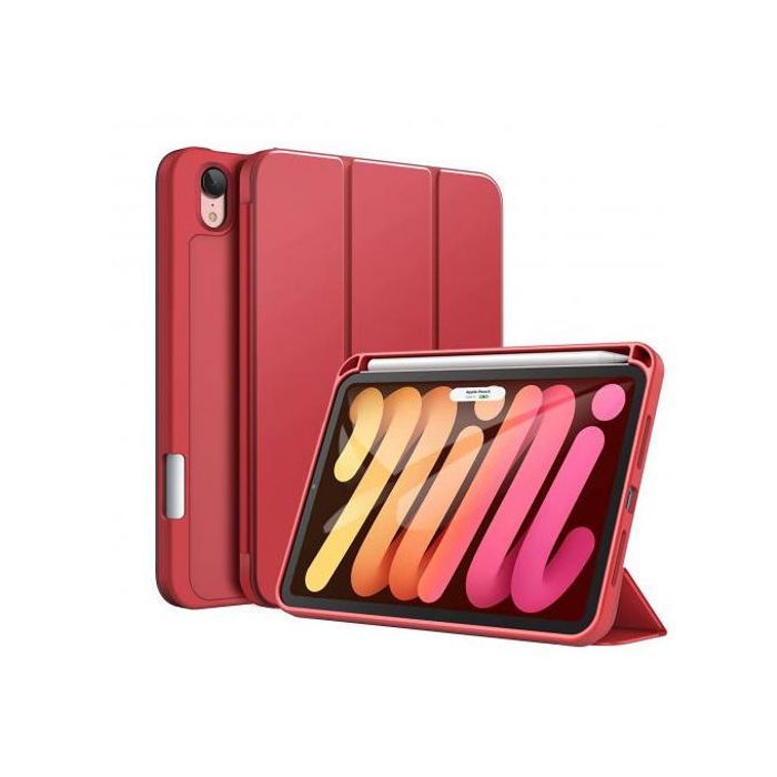 Coque pour Apple iPad Mini 6 Tpu Smart Cse avec Porte-Stylo (Rouge)
