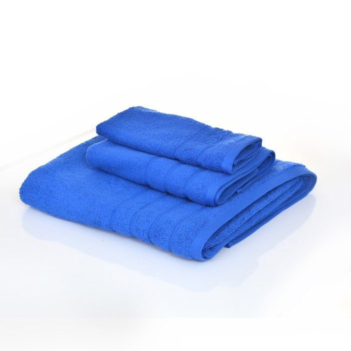 Lot de 3 serviettes en coton absorbantes comprend serviette de bain, serviette pour le visage et essuie-mains, BLEU ROI