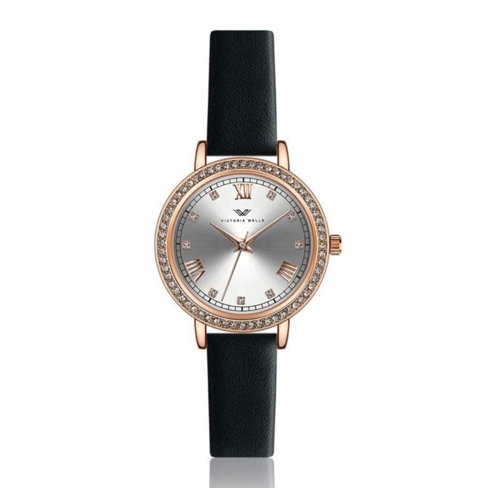 Montre Victoria Walls en cuir noir (VCX-1014R)