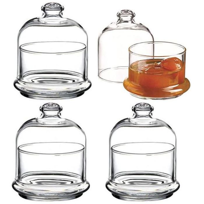 Set de 4 Bonbonnières en verre avec couvercle, Sucriers & Cloches alimentaires