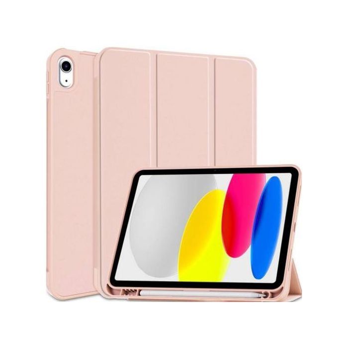 apokin Coque pour Apple iPad 10.9 2022 Tpu Smart Cse avec Porte-Stylo (Rose)