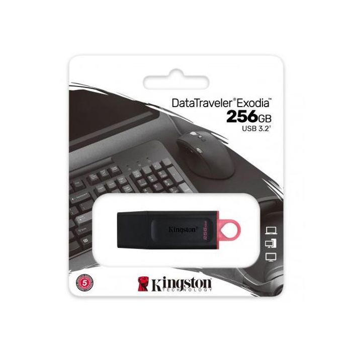 Clé USB - KINGSTON - DataTraveler Exodia - 256 Go - USB 3.2 Gen 1 - Noir