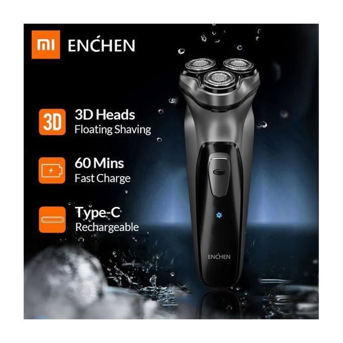 ENCHEN Blackstone Rasoir Electrique Intelligent 3D Rechargeable USB Type-C