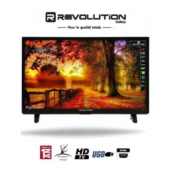 TV Revolution TV 24" Pouces HD Led Récepteur intégré + TNT + HDMI + USB