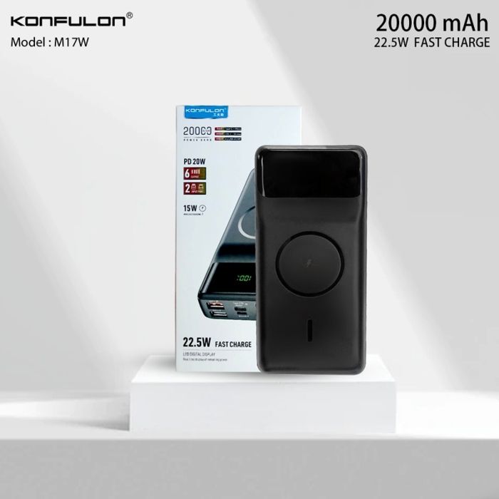 Konfulon Power Bank 20000mAh Magnétique Sans Fil, Charge Rapide 22.5W M17W