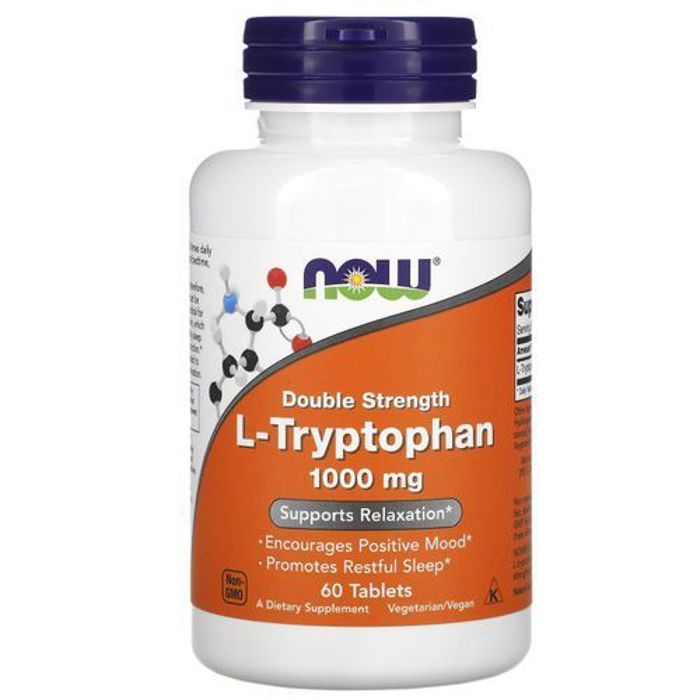 Tryptophane, Double efficacité, 1000 mg, favorise le sommeil, 60 comprimés