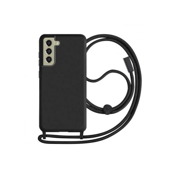 Coque Cordon pour Samsung Galaxy S21FE Semi-rigide Lanière Tour du Cou 80cm (noir)