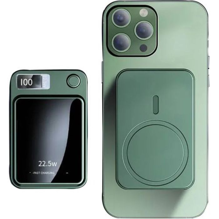 Batterie Externe Magnétique de 5000mAh et 22.5W, Chargeur MagSafe Rapide sans Fil ultra fin