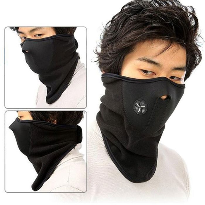 Cagoule masque couverture - Noir - Flanelle - Protection contre le froid - Pour adultes
