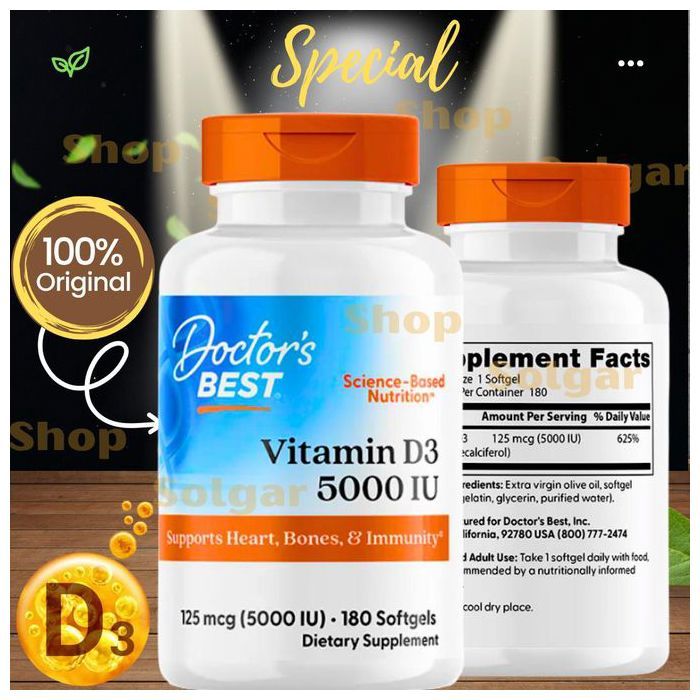 VITAMINE D3 5000UI> (CHOLECALCIFEROL) > 5000 IU >180 SOFTGELS