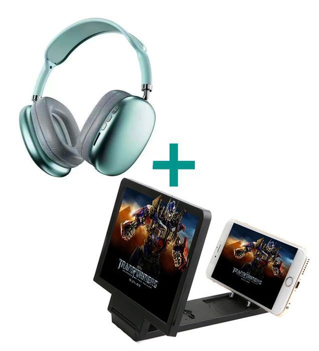 PACK VIVA MOROCCO agrandissement 3D Loupe d'écran + CASQUE BLUETOOTH ROUGE pour regarder les matches de la CAN 2024
