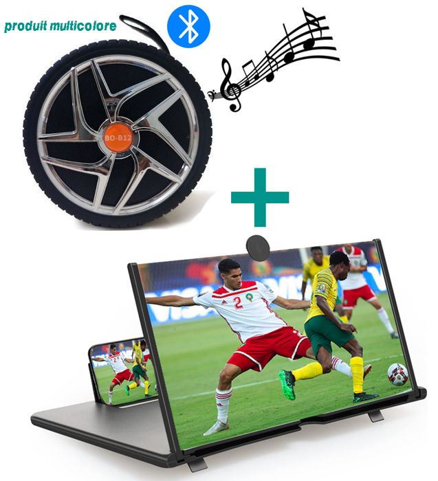 PACK VIVA MOROCCO agrandissement 3D Loupe d'écran et haut-parleur connecté Bluetooth regarder les matches de la CAN 2024