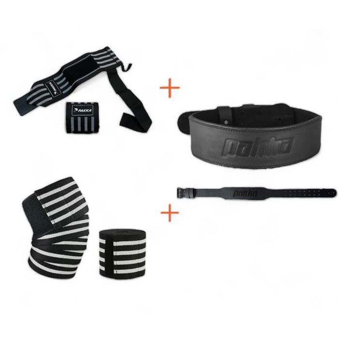 Pakka Pack musculation Ceinture SMALL + bandes de poignets +bandes de genoux