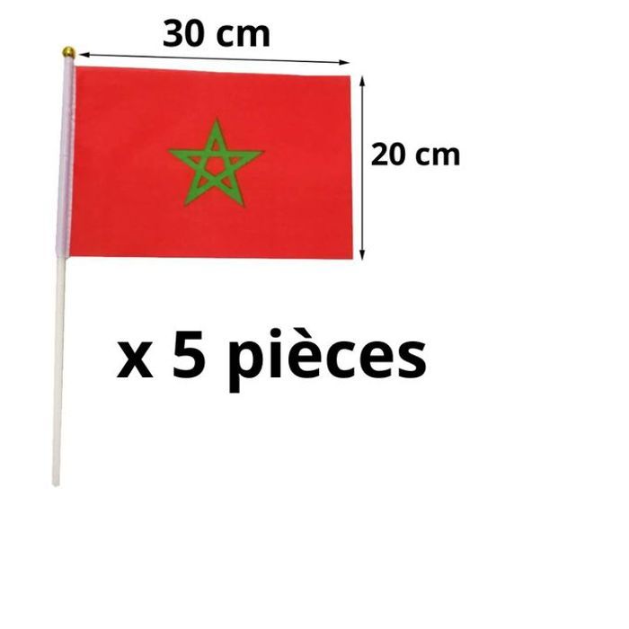 Lot de 5 Drapeaux du Maroc à Main – Idéal pour Événements et Célébrations