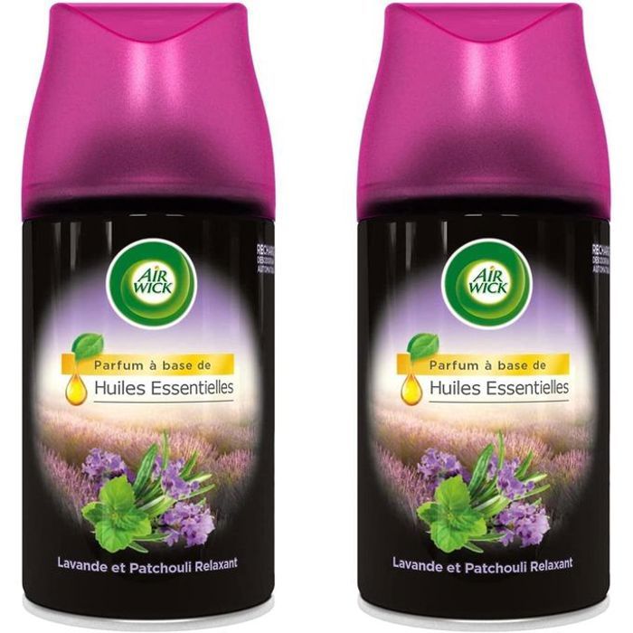 Airwick Recharge Freshmatic Autospray,Huiles Essentielles Lavande Patchouli 2pcs