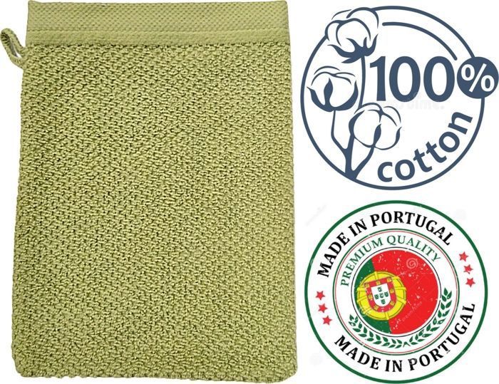Lot de 1 gant de douche et toilette 16x21 cm ALPHA vert dune 100% Cotton