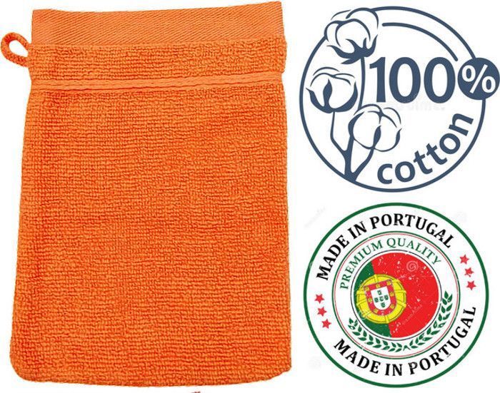 Lot de 1 gant de douche et toilette 16x21 cm ALPHA orange 100% Cotton