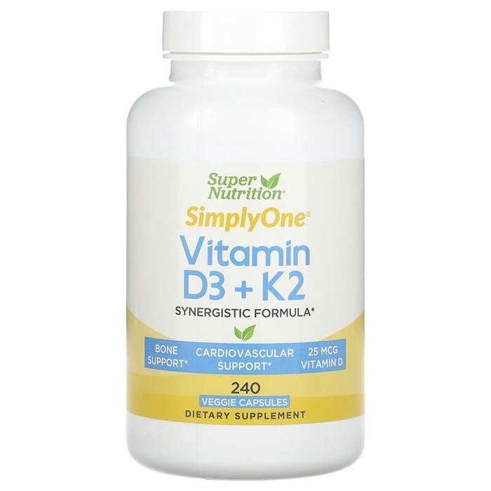 Vitamines D3 + K2, 240 capsules végétariennes