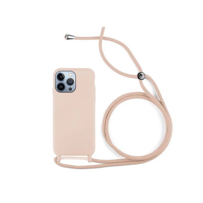 Coque Cordon - GENERIC - iPhone 14 Pro - Semi-rigide - Lanière 80cm - Rose