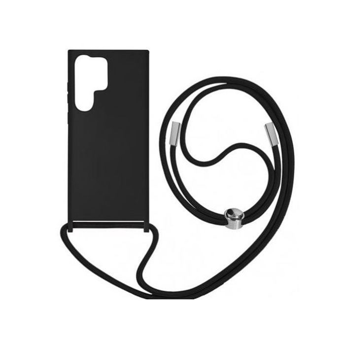 Coque Cordon pour Samsung Galaxy S22 Ultra Semi-rigide Lanière Tour du Cou 80cm Noir