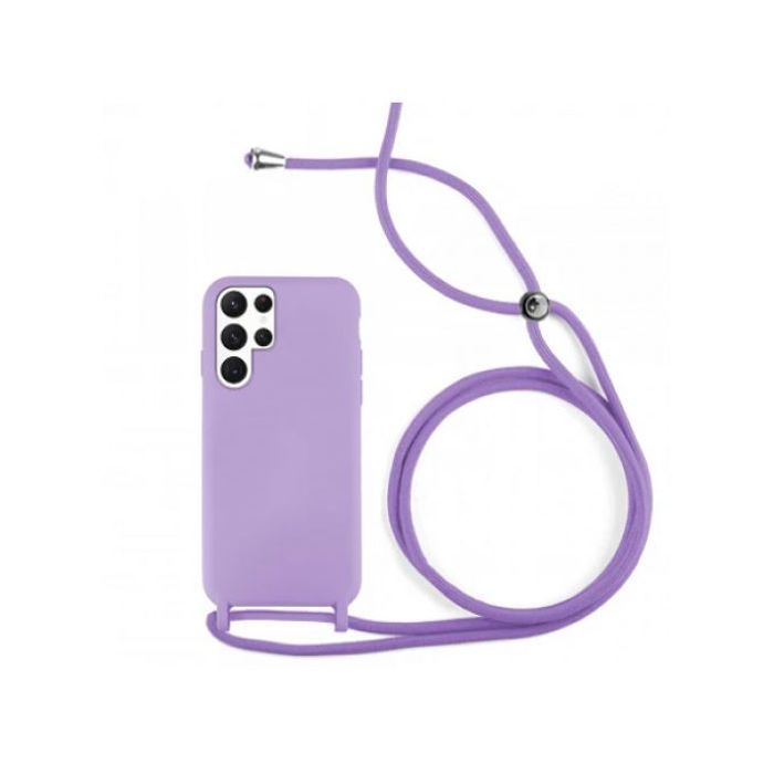 Coque Cordon pour Samsung Galaxy S23 Ultra Semi-rigide Lanière Tour du Cou 80cm (Violet)