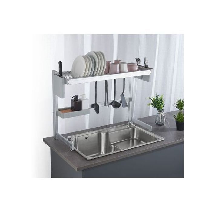 Sakura égouttoire a vaisselle sur lavabo en aluminium inoxydable