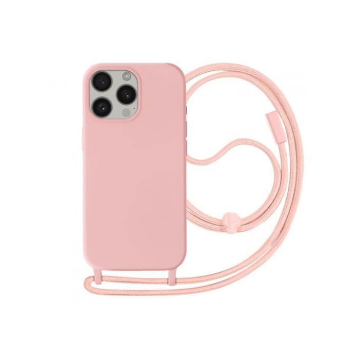 Coque Cordon Pour Apple iPhone 15 Pro Max Semi-rigide Lanière Tour du Cou 80cm (Rose)