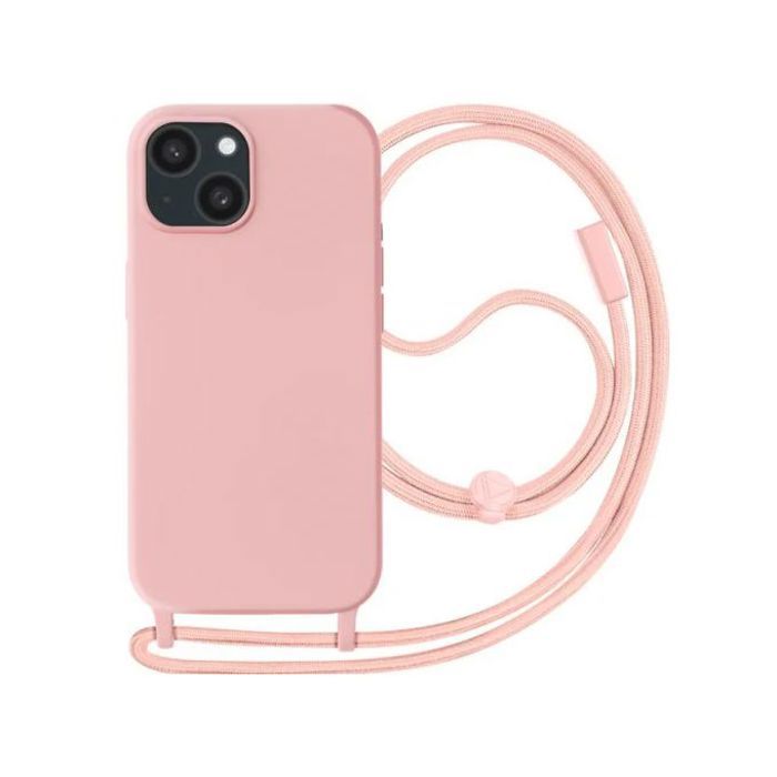 Coque Cordon Pour Apple iPhone 15 Plus Semi-rigide Lanière Tour du Cou 80cm (Rose)