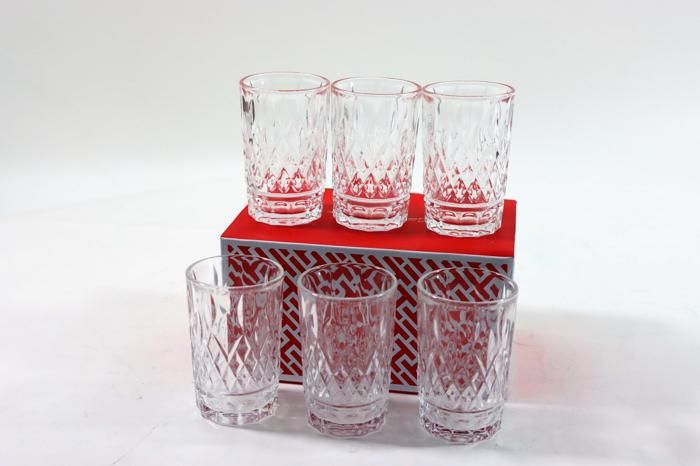 6 VERRES A THE EFFET CRISTAL