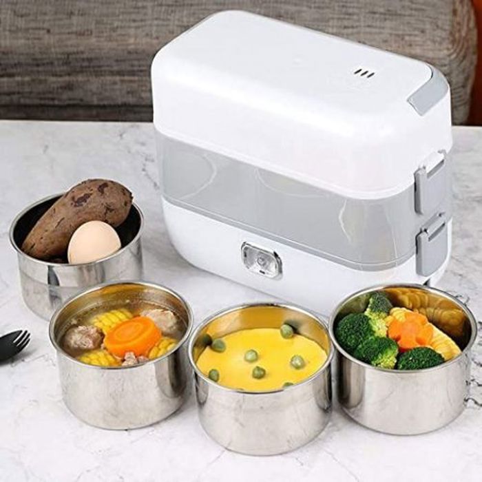 Boîte à lunch électrique portable avec 4 bols en acier inoxydable