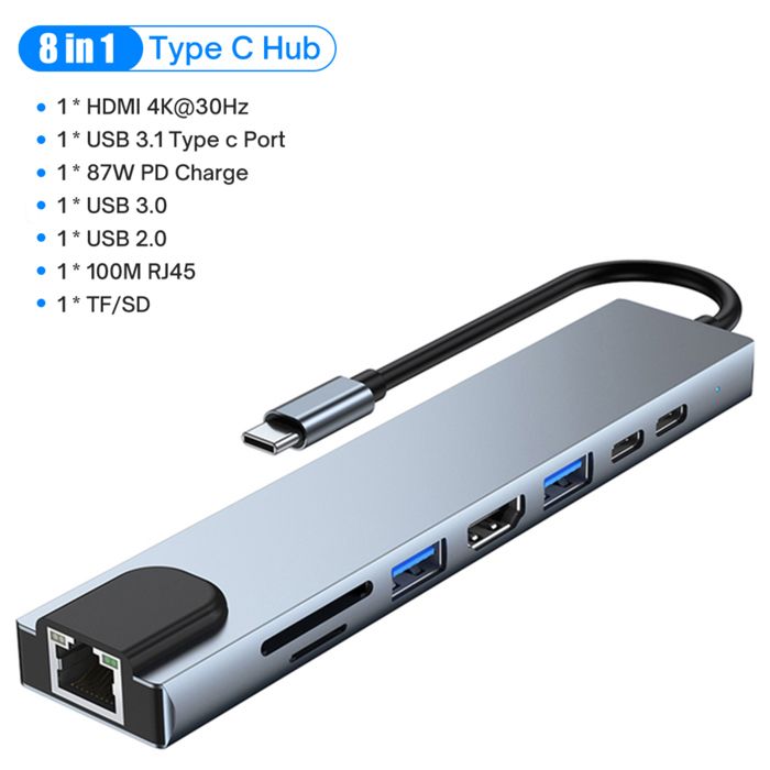 VABI - Adaptateur 8 in 1 type c to HDTV